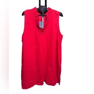 NWT Crown & Ivy Curvey Size 2x Red Linen Dress Side Pockets New With Tags